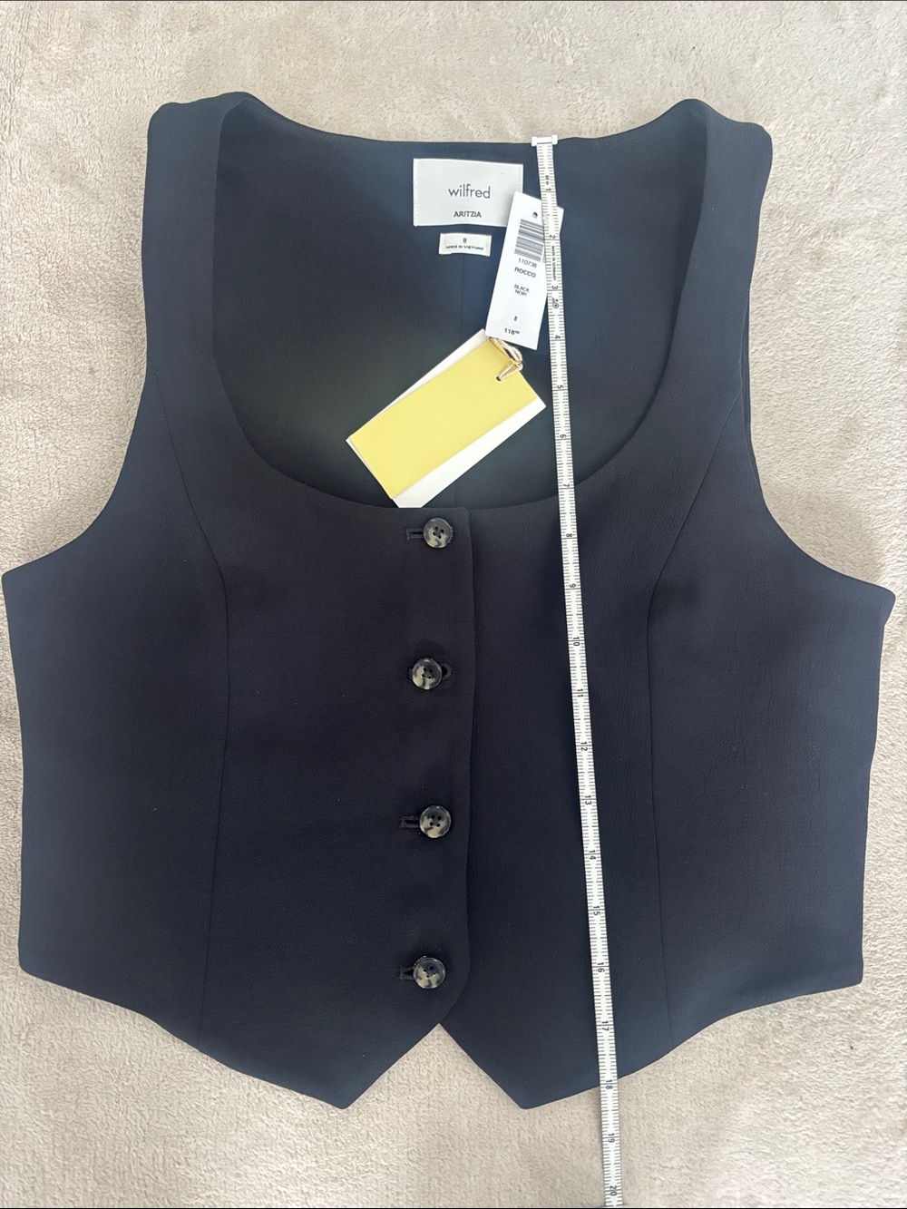 Aritzia Wilfred Rocco Vest Crepette - Size 8, Black - Picture 4 of 4